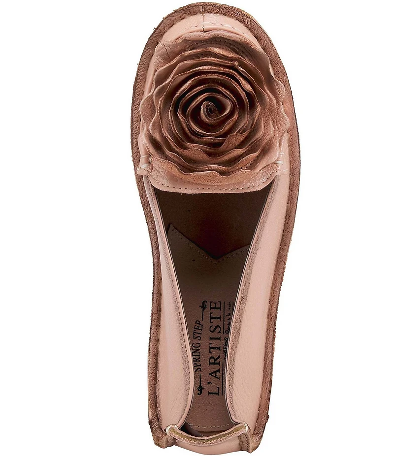 L'ARTISTE Dezi Leather Floral Detail Slip On Loafers