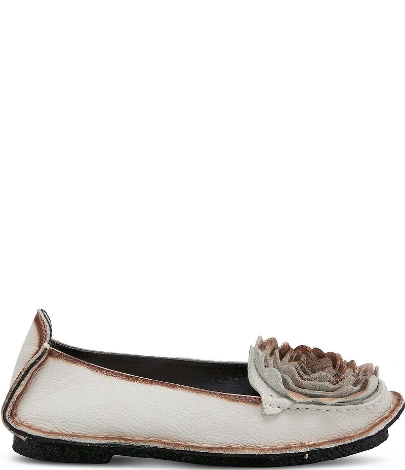 L'ARTISTE Dezi Leather Floral Detail Slip On Loafers
