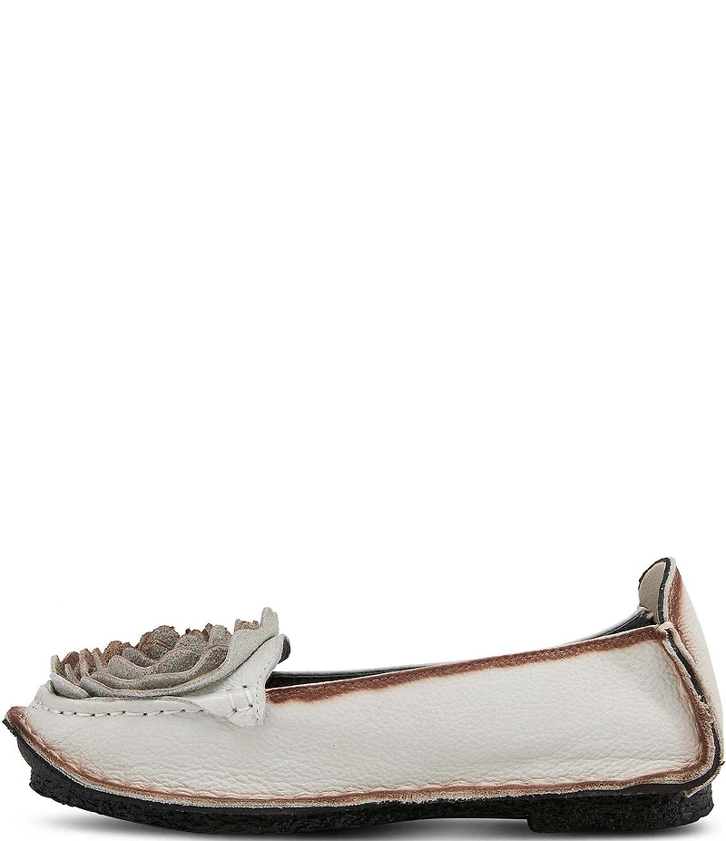 L'ARTISTE Dezi Leather Floral Detail Slip On Loafers