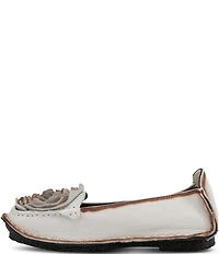 L'ARTISTE Dezi Leather Floral Detail Slip On Loafers