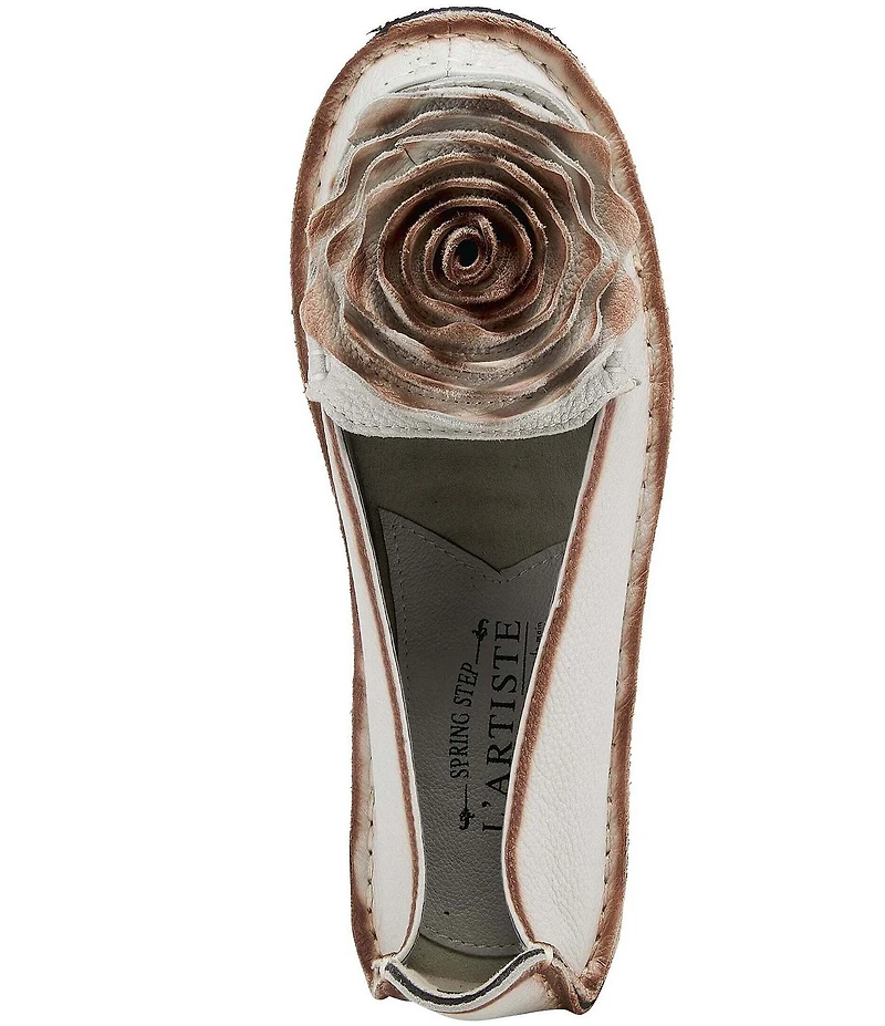 L'ARTISTE Dezi Leather Floral Detail Slip On Loafers
