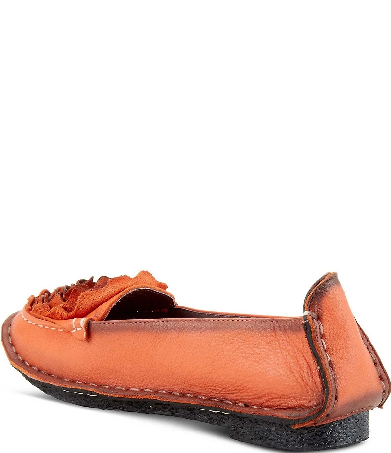 L'ARTISTE Dezi Leather Floral Detail Slip On Loafers