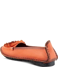 L'ARTISTE Dezi Leather Floral Detail Slip On Loafers