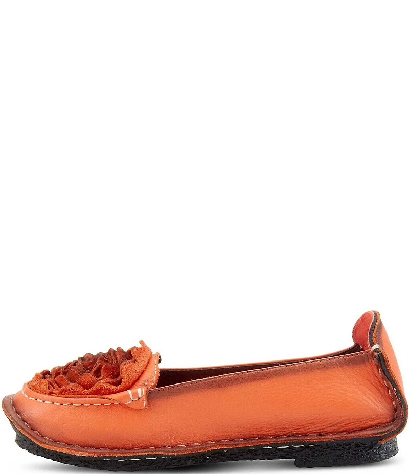 L'ARTISTE Dezi Leather Floral Detail Slip On Loafers