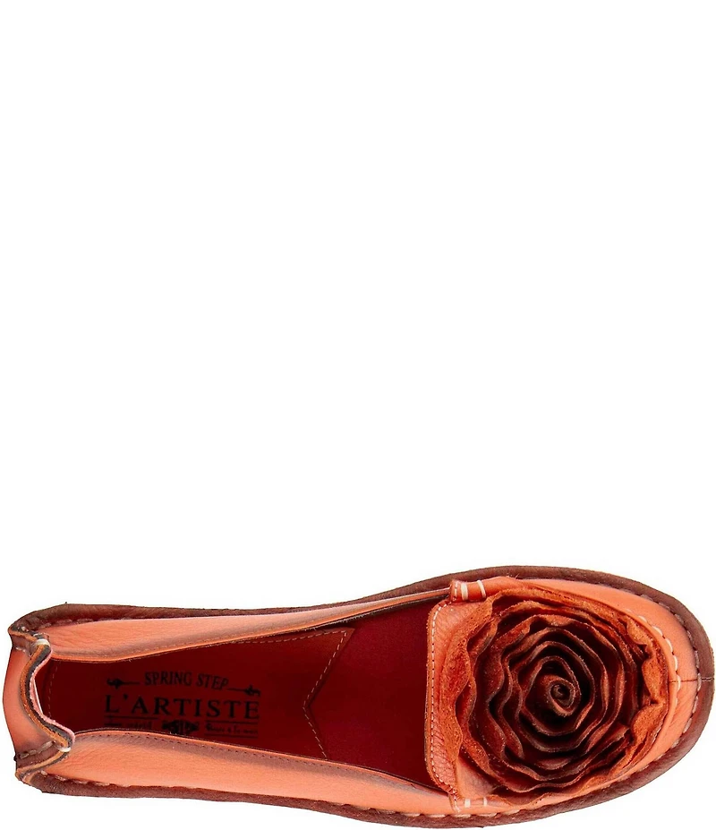 L'ARTISTE Dezi Leather Floral Detail Slip On Loafers