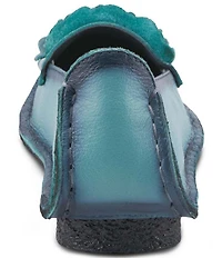 L'ARTISTE Dezi Leather Floral Detail Slip On Loafers