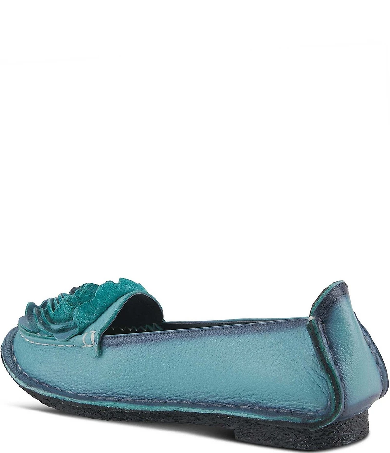 L'ARTISTE Dezi Leather Floral Detail Slip On Loafers