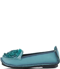 L'ARTISTE Dezi Leather Floral Detail Slip On Loafers