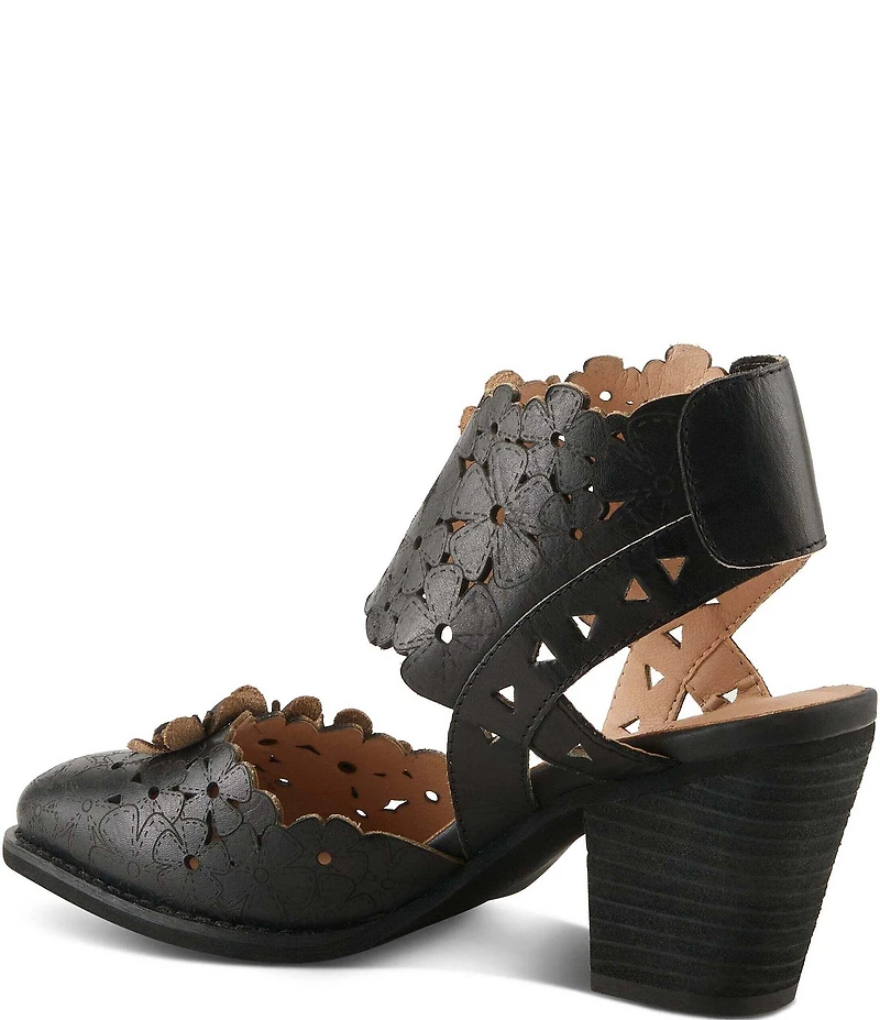 L'ARTISTE Distinction Leather Flower Embellished Cut Out Pumps