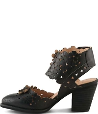 L'ARTISTE Distinction Leather Flower Embellished Cut Out Pumps