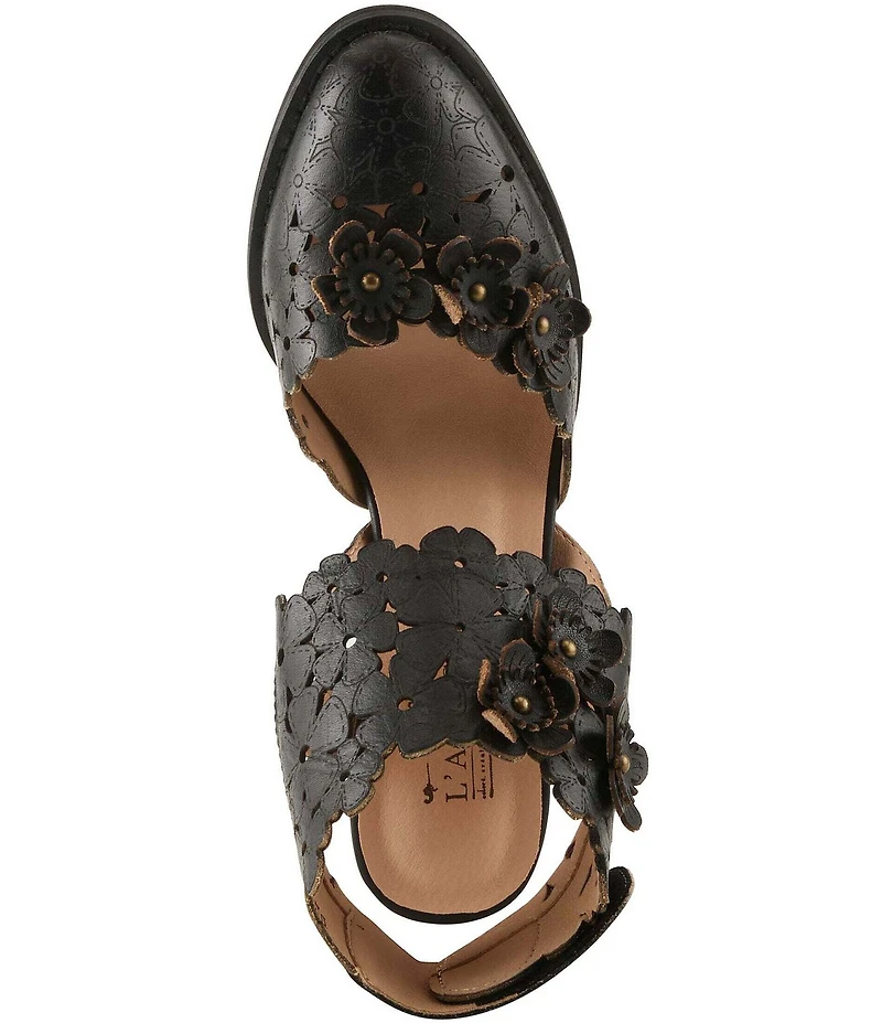 L'ARTISTE Distinction Leather Flower Embellished Cut Out Pumps