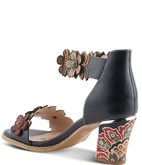 L'ARTISTE Doublelove Leather Floral Appliqued Sandals
