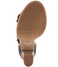 L'ARTISTE Doublelove Leather Floral Appliqued Sandals