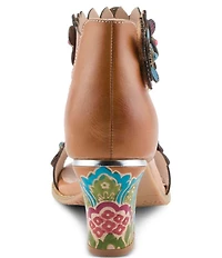 L'ARTISTE Doublelove Leather Floral Appliqued Sandals