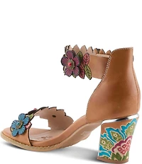 L'ARTISTE Doublelove Leather Floral Appliqued Sandals