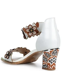 L'ARTISTE Doublelove Leather Floral Appliqued Sandals