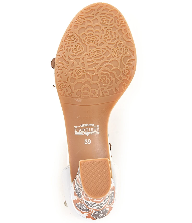 L'ARTISTE Doublelove Leather Floral Appliqued Sandals