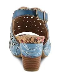 L'ARTISTE Eclipsing Leather Cut Out Floral Slingback Sandals