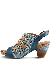 L'ARTISTE Eclipsing Leather Cut Out Floral Slingback Sandals
