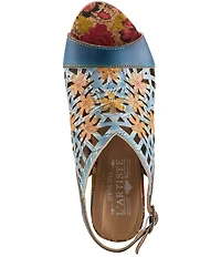 L'ARTISTE Eclipsing Leather Cut Out Floral Slingback Sandals