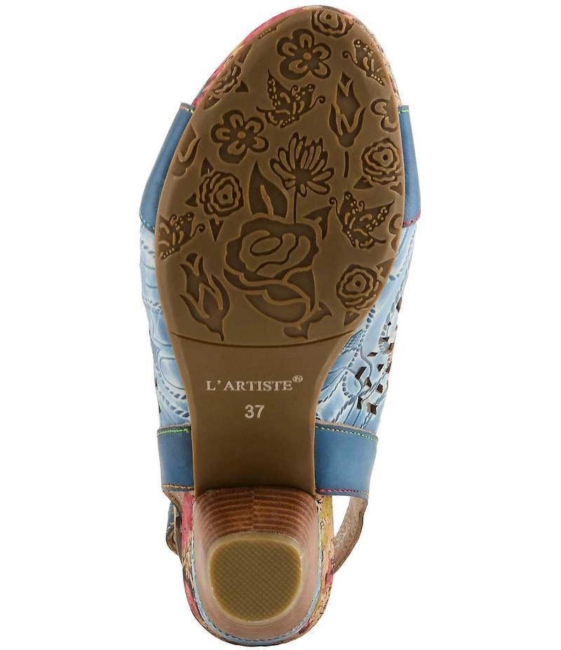 L'ARTISTE Eclipsing Leather Cut Out Floral Slingback Sandals