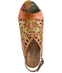 L'ARTISTE Eclipsing Leather Cut Out Floral Slingback Sandals