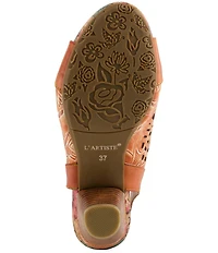 L'ARTISTE Eclipsing Leather Cut Out Floral Slingback Sandals