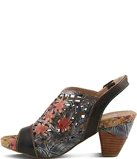 L'ARTISTE Eclipsing Leather Cut Out Floral Slingback Sandals