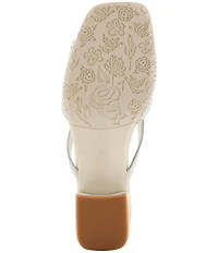L'ARTISTE Europa Embossed Pindot Leather Flower Ornament Slide Sandals