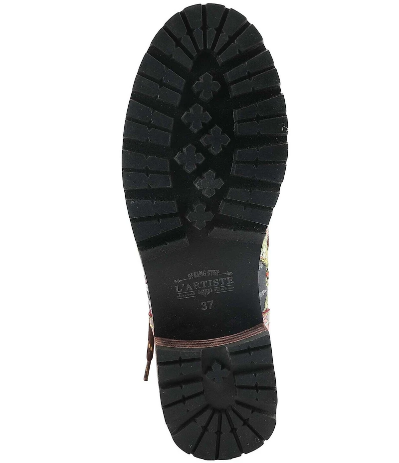 L'ARTISTE Fantastic Embroidered Floral Combat Booties