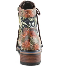 L'ARTISTE Fantastic Embroidered Floral Combat Booties