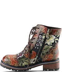 L'ARTISTE Fantastic Embroidered Floral Combat Booties