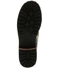 L'ARTISTE Fantastic Embroidered and Embossed Floral Combat Booties