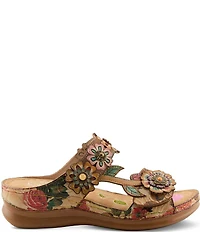 L'ARTISTE Feelsgreat Hand-Painted Embossed Floral Slide Sandals