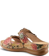 L'ARTISTE Feelsgreat Hand-Painted Embossed Floral Slide Sandals