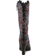 L'ARTISTE Forutaluv Floral Embossed Suede Lace Up Boots