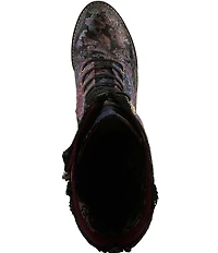 L'ARTISTE Forutaluv Floral Embossed Suede Lace Up Boots