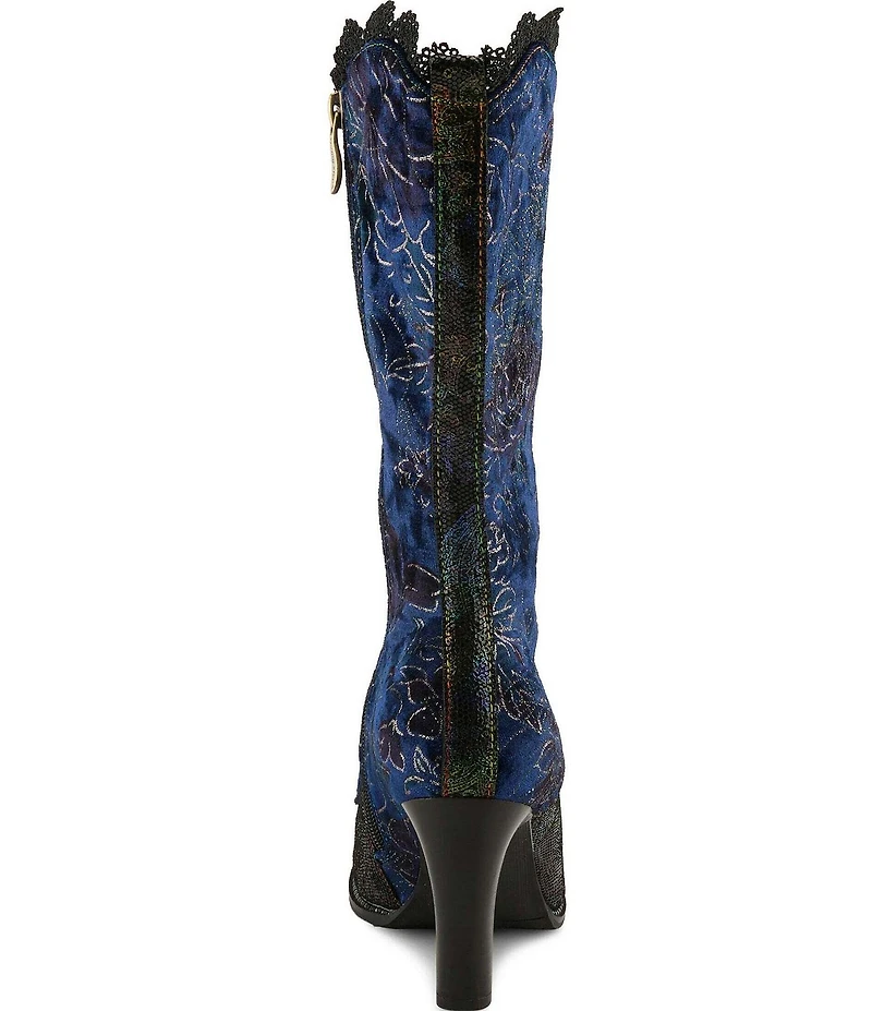 L'ARTISTE Forutaluv Floral Embossed Suede Lace Up Boots