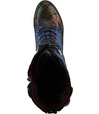 L'ARTISTE Forutaluv Floral Embossed Suede Lace Up Boots