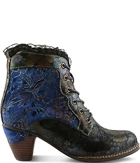 L'ARTISTE Forutaluvlo Floral Embossed Suede And Leather Booties