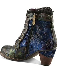 L'ARTISTE Forutaluvlo Floral Embossed Suede And Leather Booties
