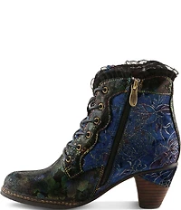 L'ARTISTE Forutaluvlo Floral Embossed Suede And Leather Booties