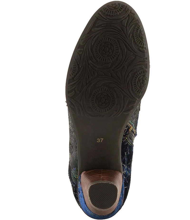 L'ARTISTE Forutaluvlo Floral Embossed Suede And Leather Booties