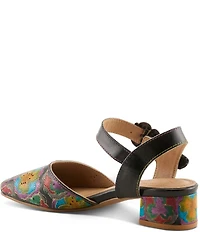 L'ARTISTE Funferbiz Floral Painted Leather Ankle Strap Pumps