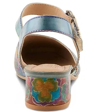 L'ARTISTE Funferbiz Floral Painted Leather Ankle Strap Pumps