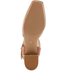 L'ARTISTE Funferbiz Floral Painted Leather Ankle Strap Pumps