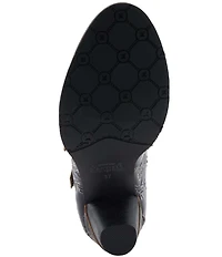 L'ARTISTE Gaviria Floral Leather Brogue Detail Double Strap Mary Jane Pumps