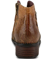L'ARTISTE Georgiana Hand Painted Leather Buckle Hardware Strap Booties