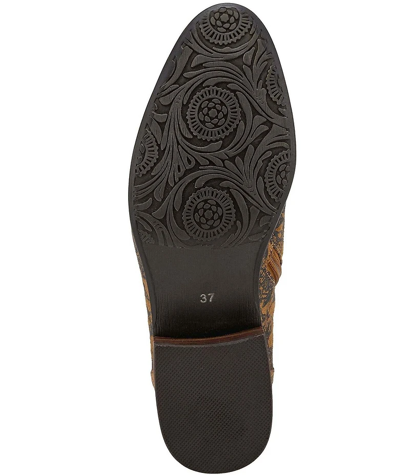 L'ARTISTE Georgiana Hand Painted Leather Buckle Hardware Strap Booties