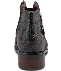 L'ARTISTE Georgiana Hand Painted Leather Buckle Hardware Strap Booties